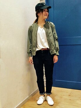 「SPERGA（スペルガ）のアイテム（シューズ）」を使った、LBC STAFFさん（レディース・158cm）の春コーディネート