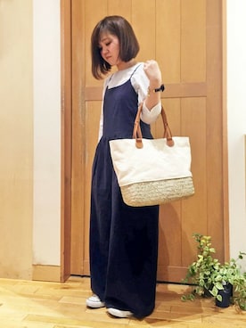 「LBC（エルビーシー）のアイテム（オールインワン・サロペット）」を使った、LBC STAFFさん（レディース・158cm）の春コーディネート