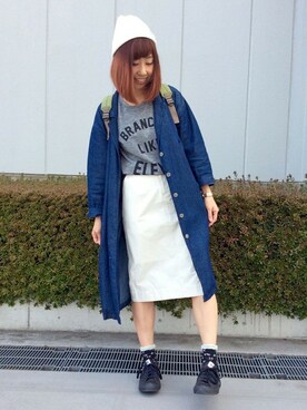 「LBC（エルビーシー）のアイテム（デニムジャケット）」を使った、LBC STAFFさん（レディース・158cm）の春コーディネート