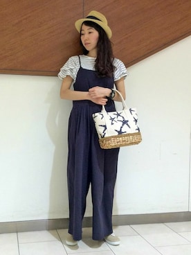 「LBC（エルビーシー）のアイテム（オールインワン・サロペット）」を使った、LBC STAFFさん（レディース・158cm）の春コーディネート