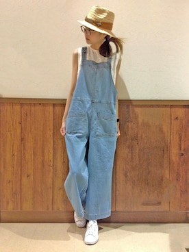 「LBC（エルビーシー）のアイテム（オールインワン・サロペット）」を使った、LBC STAFFさん（レディース・158cm）の春コーディネート