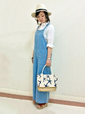 「LBC（エルビーシー）のアイテム（オールインワン・サロペット）」を使った、LBC STAFFさん（レディース・158cm）の春コーディネート