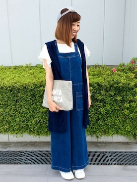 「LBC（エルビーシー）のアイテム（オールインワン・サロペット）」を使った、LBC STAFFさん（レディース・158cm）の春コーディネート