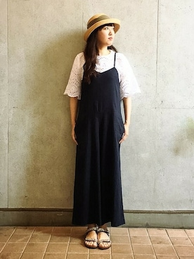 「LBC（エルビーシー）のアイテム（オールインワン・サロペット）」を使った、LBC STAFFさん（レディース・158cm）の春コーディネート