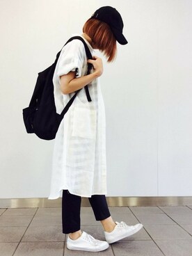 「LBC（エルビーシー）のアイテム（チュニック）」を使った、LBC STAFFさん（レディース・158cm）の夏コーディネート