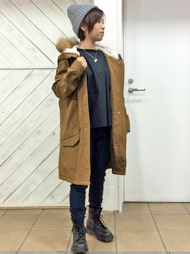 「LBC（エルビーシー）のアイテム（モッズコート）」を使った、LBC STAFFさん（レディース・158cm）の冬コーディネート