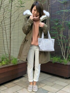 「LBC（エルビーシー）のアイテム（モッズコート）」を使った、LBC STAFFさん（レディース・158cm）の冬コーディネート