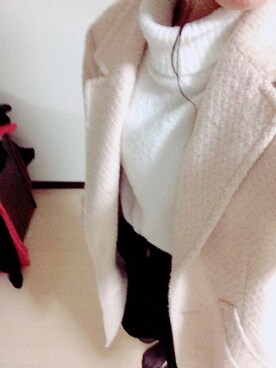 「CECIL McBEE（セシルマクビー）のアイテム（チェスターコート）」を使った、miyu♡さん（レディース・156cm）の冬コーディネート