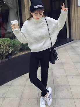 「MONKEY TIME（モンキータイム）のアイテム（バッグ）」を使った、Rita徐清源さん（レディース・162cm）の冬コーディネート