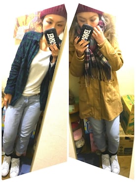 「ニット帽コーデ」｜「アイテム（モッズコート）」を使った、めぐきちさん（レディース・164cm）の秋コーディネート