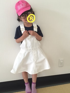 「abcd（ナシ）のアイテム（オールインワン・サロペット）」を使った、®iiiさん（キッズ・100cm）の夏コーディネート