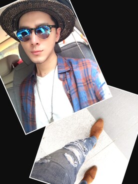 「YSL（ワイエスエル）のアイテム（ブーツ）」を使った、Xzyさん（メンズ・179cm）の夏コーディネート