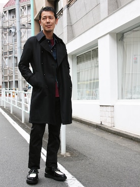 「チロリアンシューズ」｜「アイテム（トレンチコート）」を使った、ShikouHiwatashiさん（メンズ・170cm）の秋コーディネート