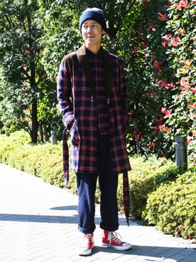 「FACTOTUM（ファクトタム）のアイテム（帽子）」を使った、ShikouHiwatashiさん（メンズ・170cm）の秋コーディネート