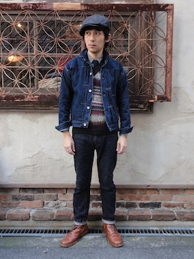 「tricker's」｜「アイテム（デニムジャケット）」を使った、土屋壮太郎さん（メンズ・172cm）の秋コーディネート