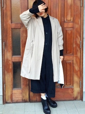 「白ソックス」｜「アイテム（つなぎ/オールインワン）」を使った、Taru(Kanako)さん（レディース・153cm）の冬コーディネート