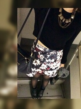 「花柄 スカート」｜「アイテム（ブルゾン）」を使った、gugugumeさん（レディース・155cm）の秋コーディネート