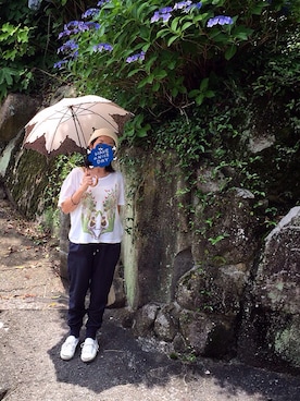 「PAUL&JOE（ポールアンドジョー）のアイテム（Tシャツ/カットソー）」を使った、SHKさん（レディース・153cm）の夏コーディネート