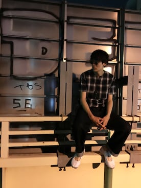 「roundabout（ラウンダバウト）のアイテム」を使った、hiromu   .asanoさん（メンズ・185cm）の夏コーディネート