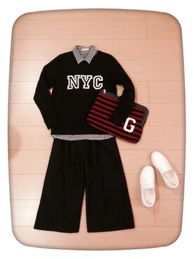 「スウェット×シャツ」｜75さん（レディース・148cm）の冬コーディネート