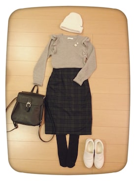 「タータンチェック」｜75さん（レディース・148cm）の春コーディネート