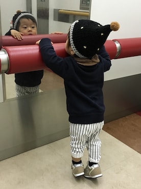 「1歳6ヶ月」｜「アイテム（ニットキャップ/ビーニー）」を使った、ichicocoさん（キッズ・80cm）の冬コーディネート