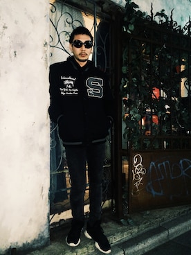 「STUSSY（ステューシー）のアイテム（ジャケット/アウター）」を使った、田中奨伍さん（メンズ・178cm）の冬コーディネート