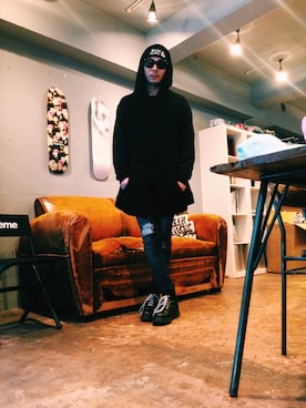 「Dr. Martens（ドクターマーチン）のDr.Martens 6EYE BOOT（ブーツ）」を使った、田中奨伍さん（メンズ・178cm）の冬コーディネート