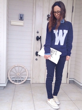 「TODAY'S SPECIAL（トゥデイズスペシャル）のアイテム（クラッチバッグ）」を使った、marukoさん（レディース・163cm）の秋コーディネート