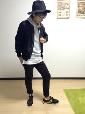 「ツバ広ハット」｜Yoooさん（メンズ・177cm）の秋コーディネート