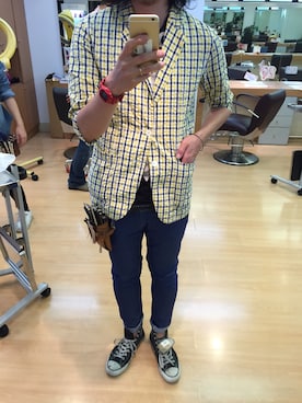 「Journal Standard TRISECT（トライセクト）のアイテム（ノーカラージャケット）」を使った、アズマさん（メンズ・183cm）の秋コーディネート