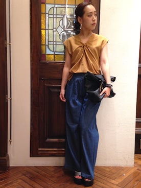 「インディゴデニム」｜nano・universe 名古屋ラシック STAFFさん（レディース・160cm）の夏コーディネート