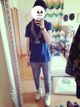 「alexanderwang（アレキサンダーワン）のT by ALEXANDER WANG リネンシルク ショートスリーブカットソー（Tシャツ/カットソー、ブルー系）」を使った、ikuyaさん（メンズ・177cm）の春コーディネート