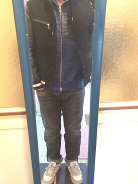 「BLUE WORK（ブルーワーク）のアイテム（ジャケット/アウター）」を使った、はさんさん（メンズ・175cm）の冬コーディネート