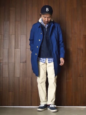 「NECESSARY or UNNECESSARY（ネセサリーオアアンネセサリー）のアイテム（その他アウター）」を使った、akira yaoさん（メンズ・173cm）の冬コーディネート