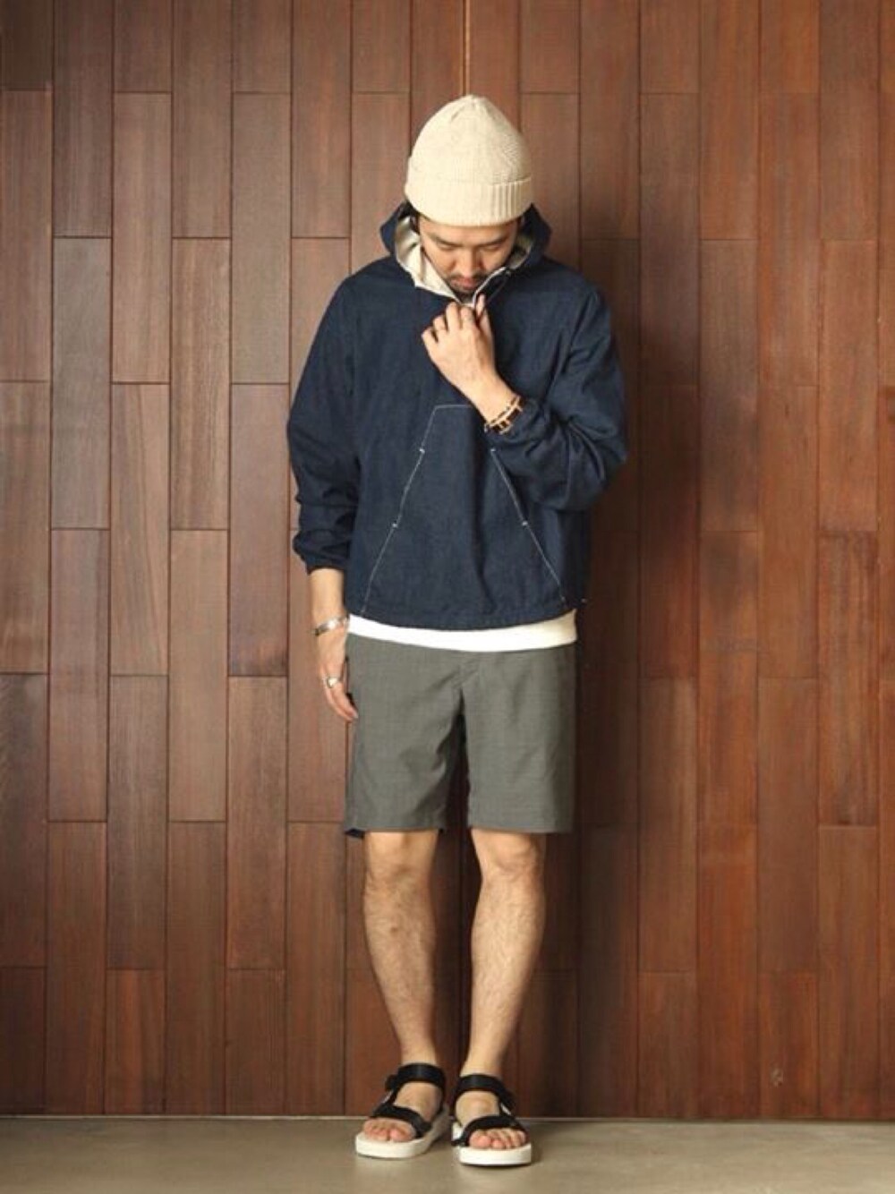 「Necessary or Unnecessary、THE NORTH FACE PURPLE LABEL、suicoke、ootd、outfit、fashion、STYLE、今日のコーデ、cocorozashi」｜「NECESSARY or UNNECESSARYのアイテム（その他アウター、ブルー系）」を使った、akira yaoさん（メンズ・173cm）の春コーディネートの1枚目の写真