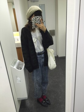 「w closet（ダブルクローゼット）のアイテム（その他パンツ、ブルー系）」を使った、ぺそさん（レディース）の秋コーディネート