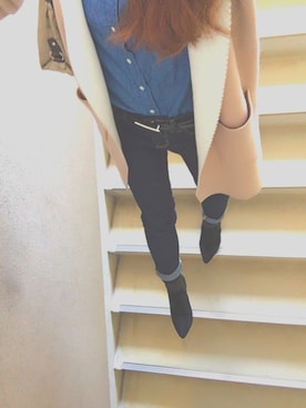 「EMODA（エモダ）のアイテム（ブーティ）」を使った、Jessicaさん（レディース・166cm）の冬コーディネート