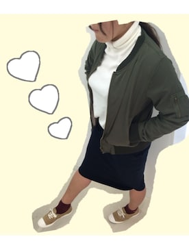 「バイトコーデ」｜「アイテム（ブルゾン）」を使った、めんちゃんさん（レディース・161cm）の秋コーディネート