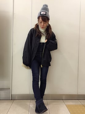 「FIG&VIPER（フィグアンドバイパー）のアイテム（ブルゾン）」を使った、ゆかにゃんさん（レディース・155cm）の冬コーディネート