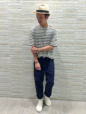 「ボーダーTシャツ」｜ＳＥＮＵさん（メンズ・166cm）の夏コーディネート