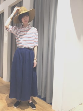 「ツバ広」｜ちゃますたーさん（レディース・170cm）の春コーディネート
