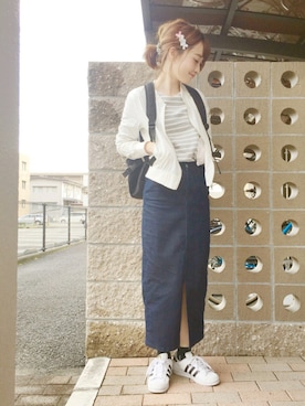 「DISCOAT（ディスコート）のアイテム（ブルゾン）」を使った、てらさん（レディース・161cm）の春コーディネート