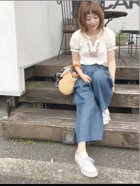「しまむら（シマムラ）のアイテム（スニーカー）」を使った、てらさん（レディース・161cm）の春コーディネート
