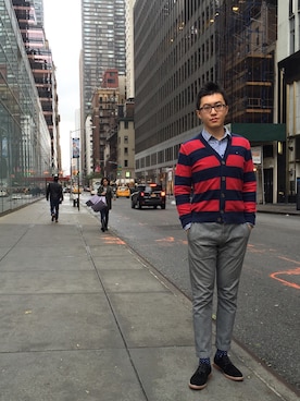 「Abercrombie&Fitch（アバークロンビーアンドフィッチ）のアイテム（レッグウェア）」を使った、NYCライフさん（メンズ・183cm）の秋コーディネート