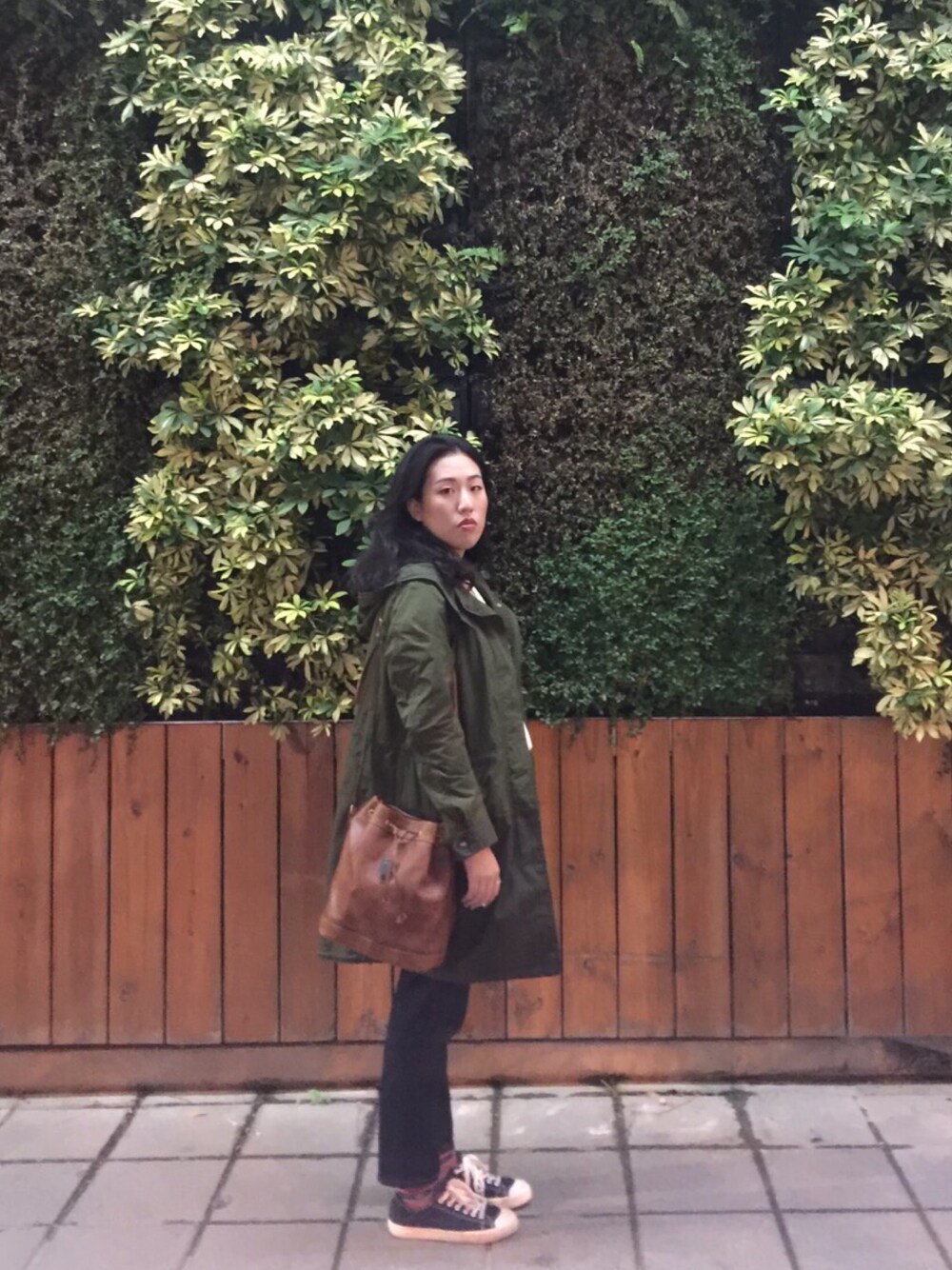 「ootd、outfit、girl、MUJI、UNIQLO、winter」｜「MUJI Laboのアイテム（ジャケット/アウター、グリーン系）」を使った、Luさん（レディース・166cm）の冬コーディネートの1枚目の写真