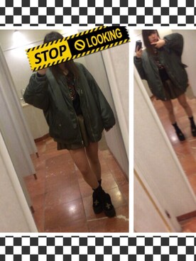 「ビジュー」｜「アイテム（ブルゾン）」を使った、ARISAさん（レディース・153cm）の冬コーディネート