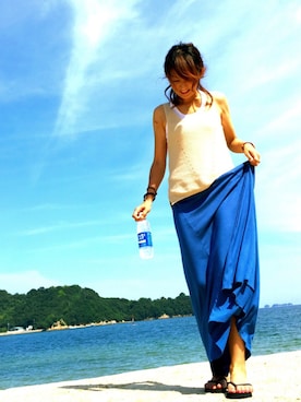 「ポカリコーデバトン」｜「アイテム（アクセサリー）」を使った、RIEさん（レディース・162cm）の夏コーディネート