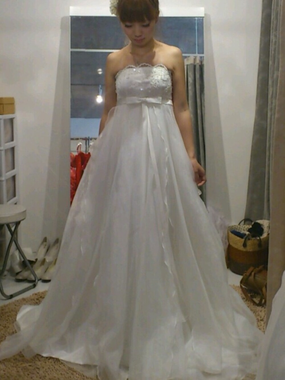 「dress、wedding、結婚式、ウェディング、ウェディングドレス」｜「YNSウェディング 
ウェディングドレス（ワンピース、ホワイト系）」を使った、natsunaさん（レディース・160cm）の春コーディネートの1枚目の写真