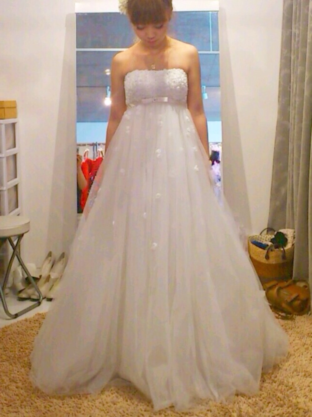 「wedding、結婚式、ドレス、ウェディング、ウェディングドレス」｜「YNS wedding  ウェディングドレス（ワンピース、ホワイト系）」を使った、natsunaさん（レディース・160cm）の春コーディネートの1枚目の写真